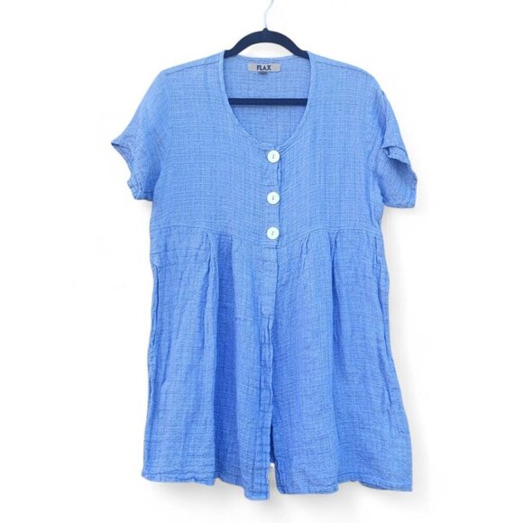 Flax by Jeanne Engelhart Linen Tunic Top Relaxed Button Front Lagenlook - Picture 14 of 15